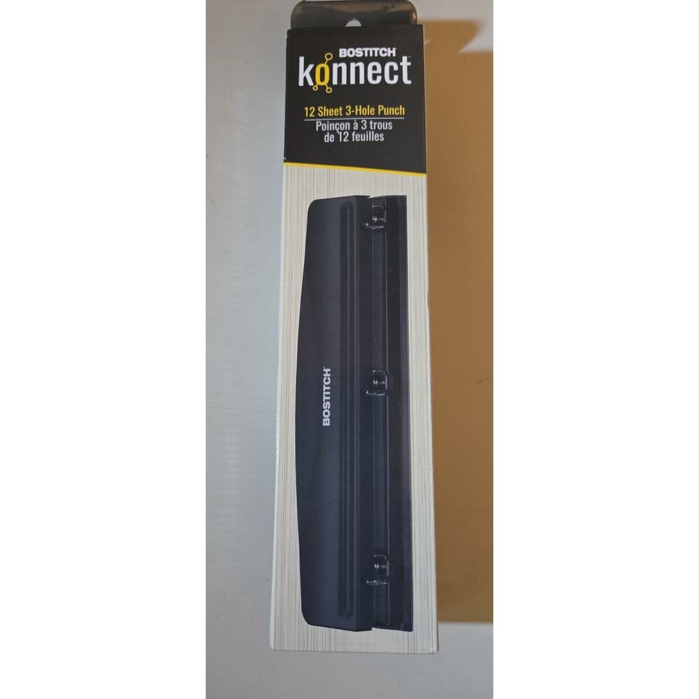 Bostitch 3-Hole Punch Black Konnect 12 Sheet Metal KT-HP12-BLK New